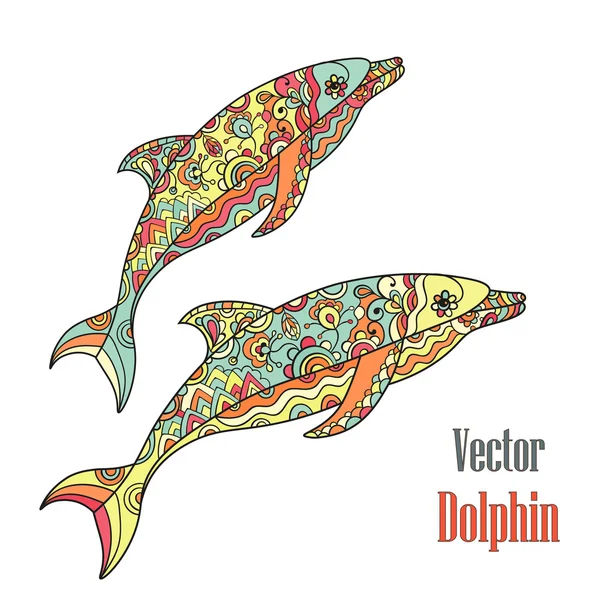 Pareja de delfines. Vector . — Vector de stock