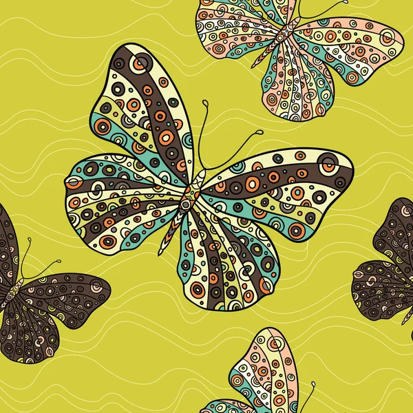 Бесшовный рисунок с бабочками. — стоковый вектор