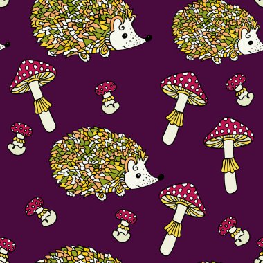 Seamless modeli ile kirpi ve mantar.