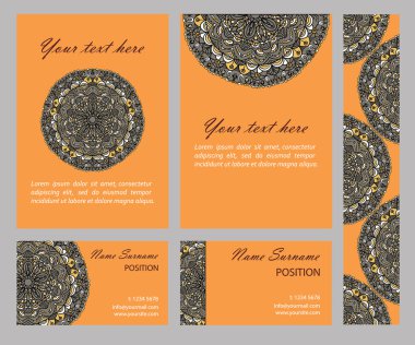 Mandala dairesel desenli vektör kartları koleksiyonu