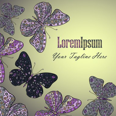 El çizilmiş vektör zentangle kelebek illüstrasyon.