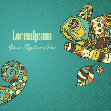 Bukalemun ile el çizilmiş kart