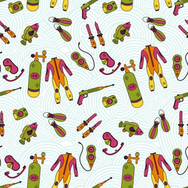 dalış ekipmanları ile sorunsuz desen.