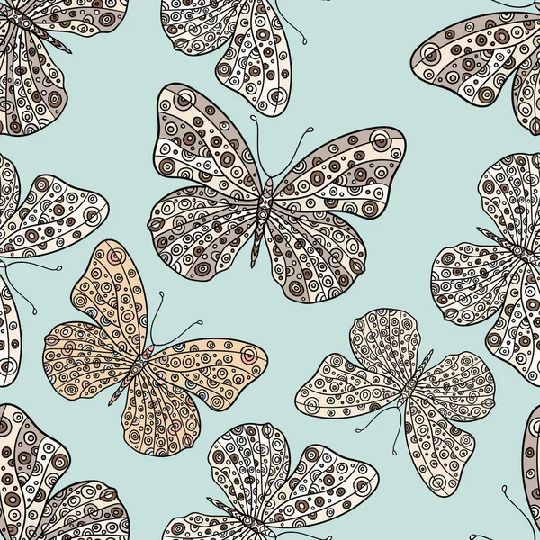 蝶とのシームレスなパターン. — ストックベクタ
