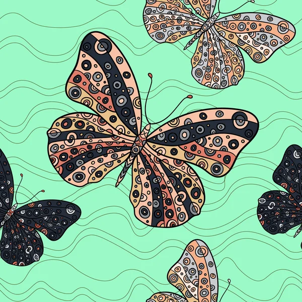 蝶とのシームレスなパターン. — ストックベクタ