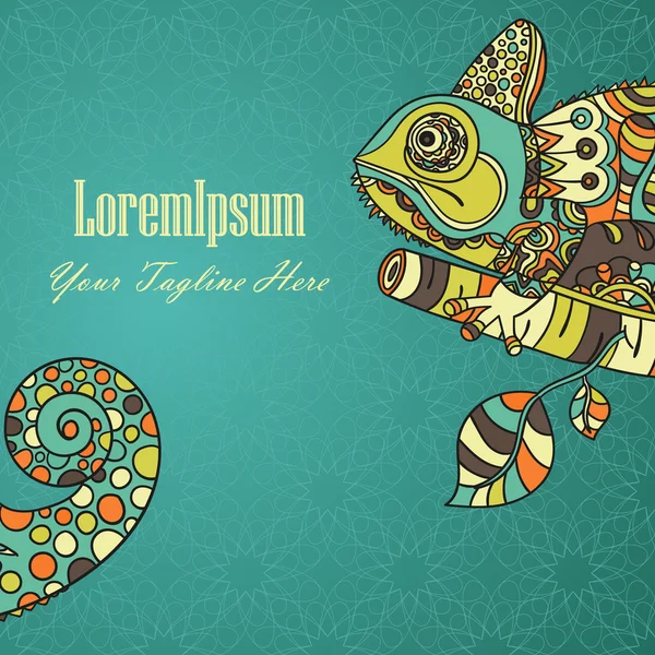 Bukalemun ile el çizilmiş kart