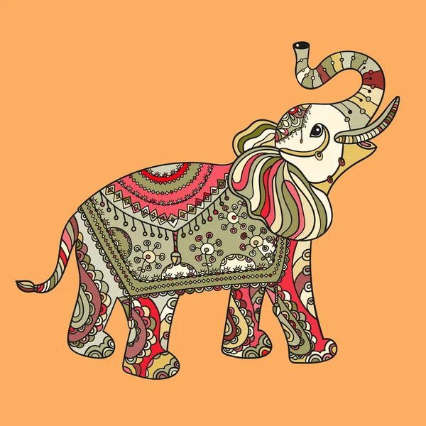 Stilisierte Fantasie gemusterter Elefant — Stockvektor