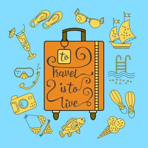 Viajar é ao vivo . — Vetor de Stock