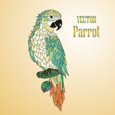 Zentangle stilize çizgi film papağan.