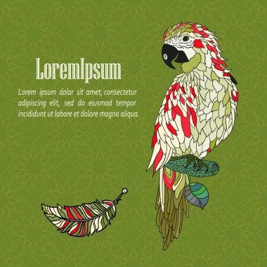 Zentangle stilize çizgi film papağan.