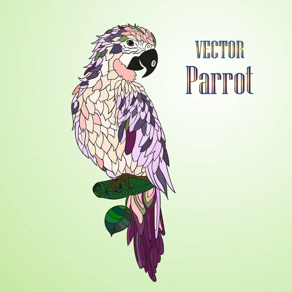 Zentangle gestileerde cartoon papegaai. — Stockvector