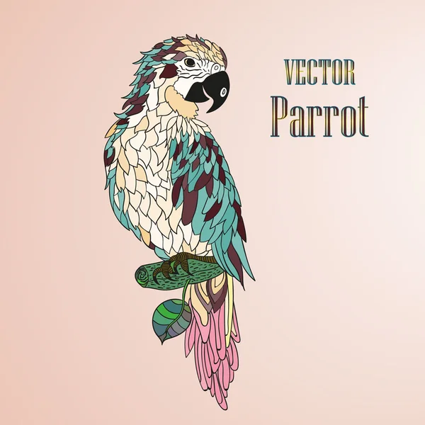 Zentangle stilizált rajzfilm papagáj. — Stock Vector