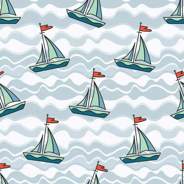 Dalgalar üzerinde yelkenli gemi