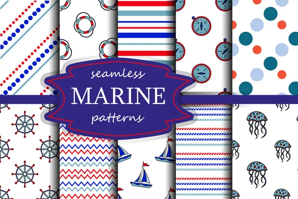 Vecteur marine motifs sans couture . — Image vectorielle