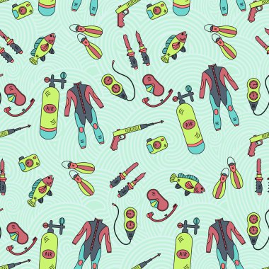 dalış ekipmanları ile sorunsuz desen.