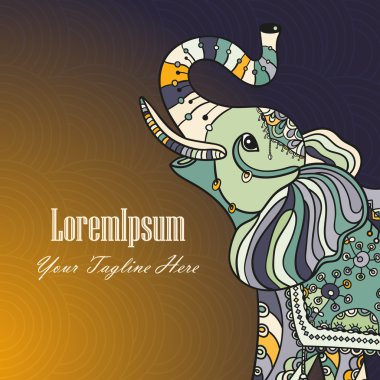 Fil ile el çizilmiş kart.