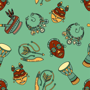 Voodoo vektör sembolleri ile desen.