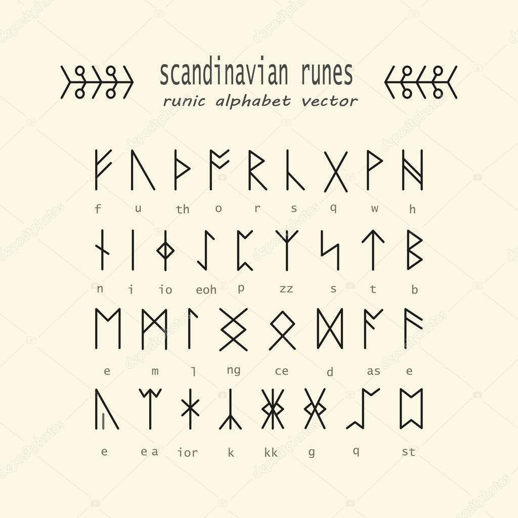 Rune alphabet. Occult ancient symbols. — Stock Vector 