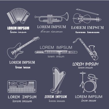 Müzik aletleri satırı simgesi web ve mobil oluşturmak için ince.