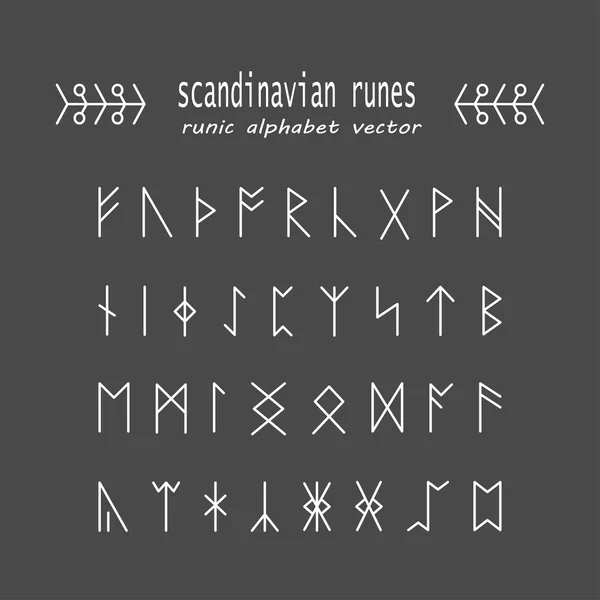 ルーン文字のアルファベット。古代の神秘的なシンボル. — ストックベクタ