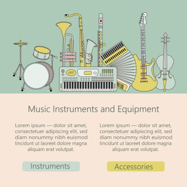 Müzik aletleri satırı simgesi web ve mobil oluşturmak için ince.