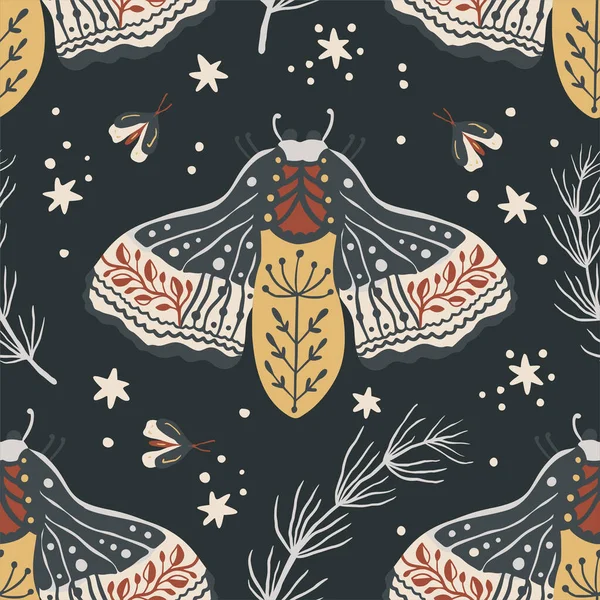 Moth vector seamless pattern.