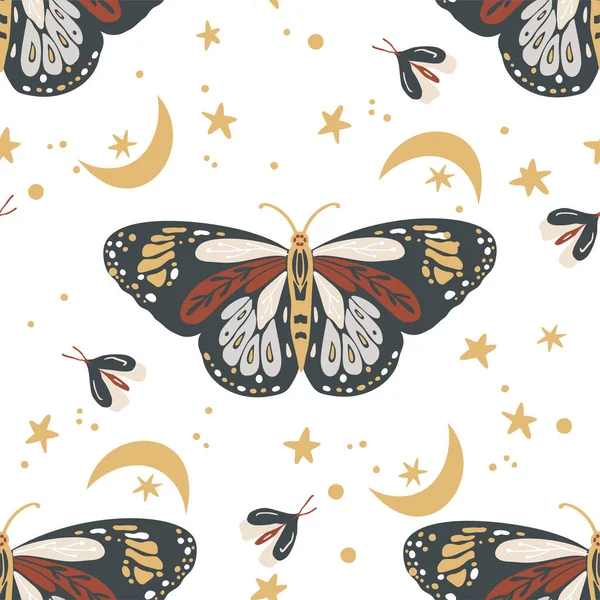 Vlinder naadloos patroon. — Stockvector