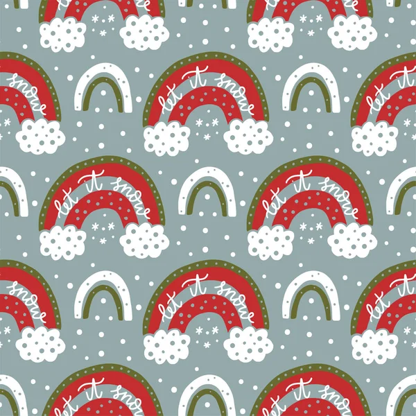 Christmas rainbow seamless pattern. — Stock Vector