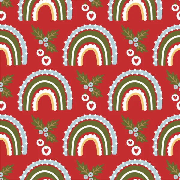 Christmas rainbow seamless pattern. — Stock Vector