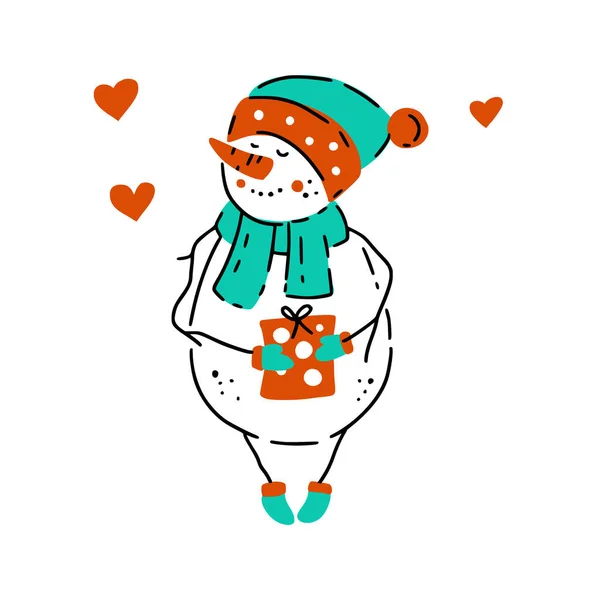 Icono muñeco de nieve vector de Navidad. — Vector de stock