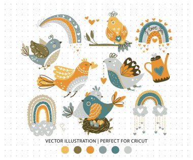 Sevimli romantik çizgi film baskısı..