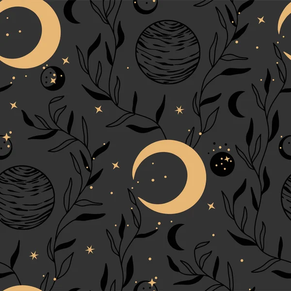 Moon planet space seamless pattern.