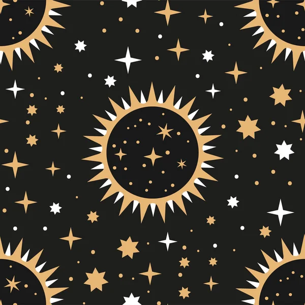 Nahtloses Muster des Sternenplaneten Weltraum. — Stockvektor