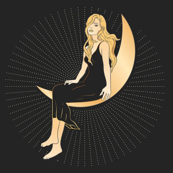 Celestial woman astrology feminine art. — Stock Vector