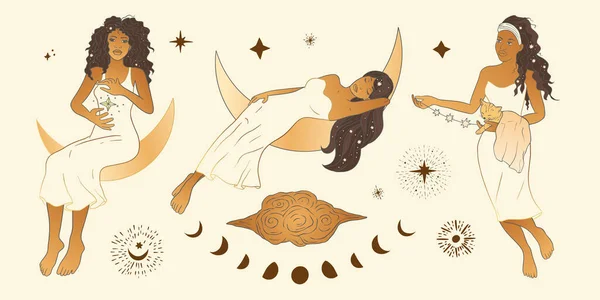 Celestial Woman Vector. — Stock Vector