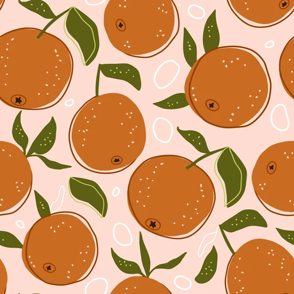 Dessin animé agrumes orange motif sans couture fond. — Image vectorielle