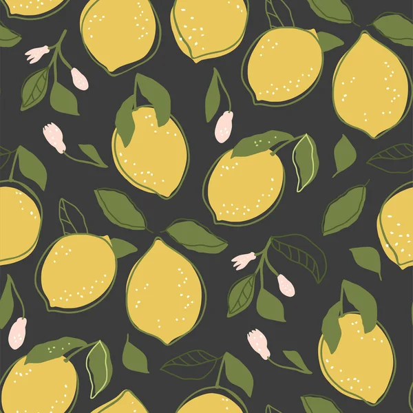 Tecknad citrus citron sommar frukt sömlös mönster bakgrund. — Stock vektor