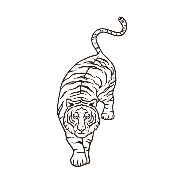 Bengala salvaje tigre naturaleza mamífero dibujos animados animal vector signo. — Vector de stock