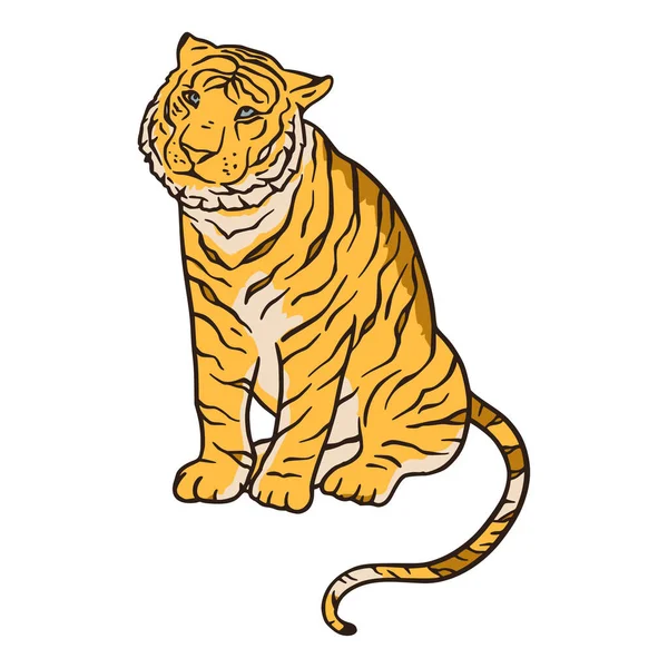 Bengalischer Tiger Karikatur Dschungel Safari tropischen Tier Illustration. — Stockvektor