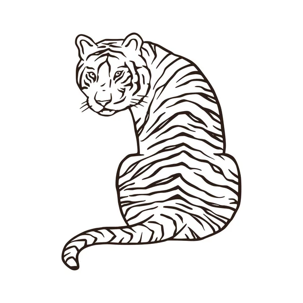 Wild bengal tiger natur säugetier cartoon tier vektorzeichen. — Stockvektor