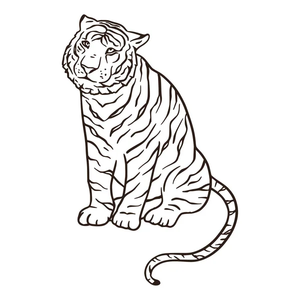 Дикий бенгальський тигр природа ссавців мультфільм тварин векторний знак . — стоковий вектор