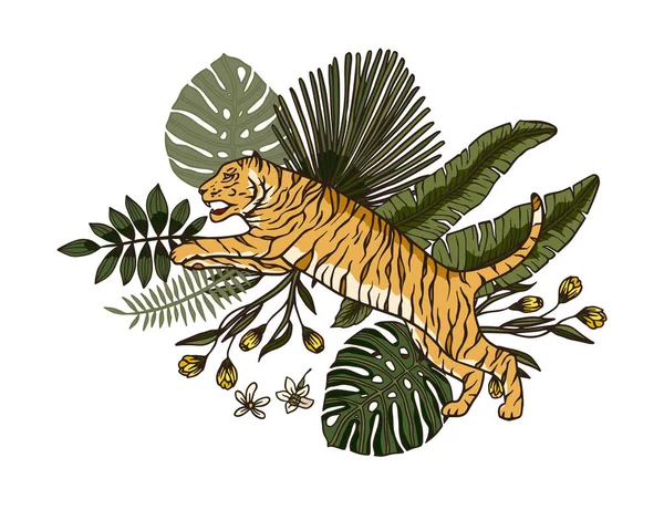 Tigre tropicale del bengala. Capodanno cinese 2022. — Vettoriale Stock