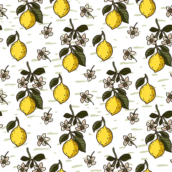 Жовтий лимонний фрукт тропічний вектор безшовний візерунок . — стоковий вектор