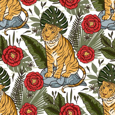 Orman kaplanı egzotik tropikal desensiz.