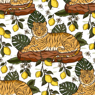 Orman kaplanı egzotik tropikal desensiz.