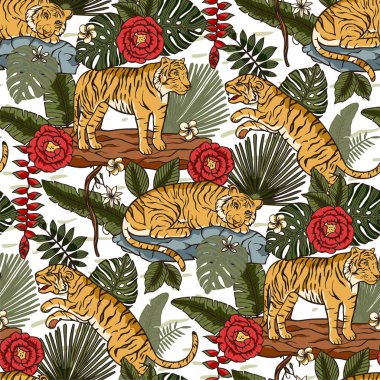 Orman kaplanı egzotik tropikal desensiz.