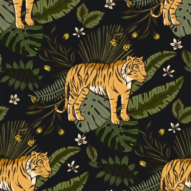 Egzotik tropikal hayvan vahşi kaplan pürüzsüz desen.