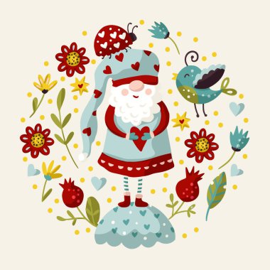 Bahçe cücesinin vektör renkli çizimi.