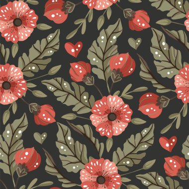 Çiçekle kusursuz desen. Vektör .