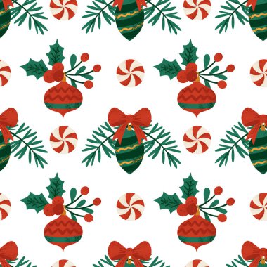 Böğürtlenli klasik Noel Şablonu Holly Yaprakları ve Beyaz Üzümlü Naneli Şekerler